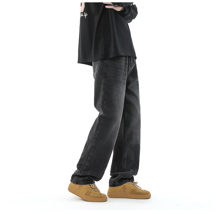 FOEV - Mid Rise Washed Loose Fit Jeans