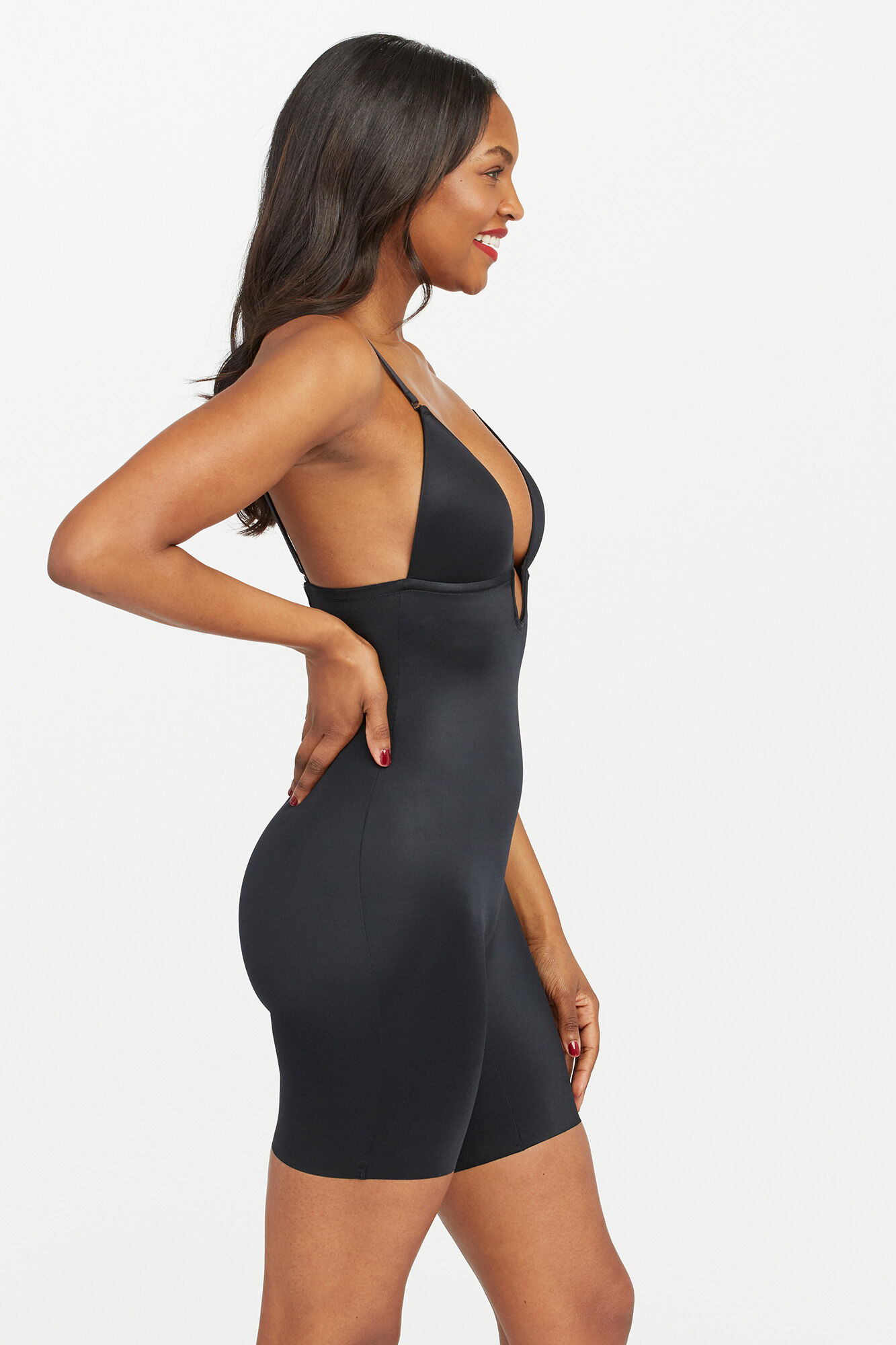 Body modelador Spanx com decote em U - preto