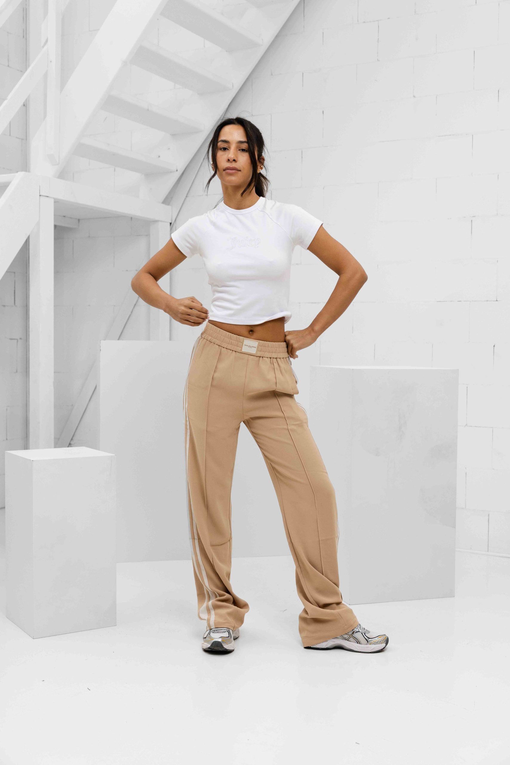 Malelions Studio Loose Fit Broek Dames Beige