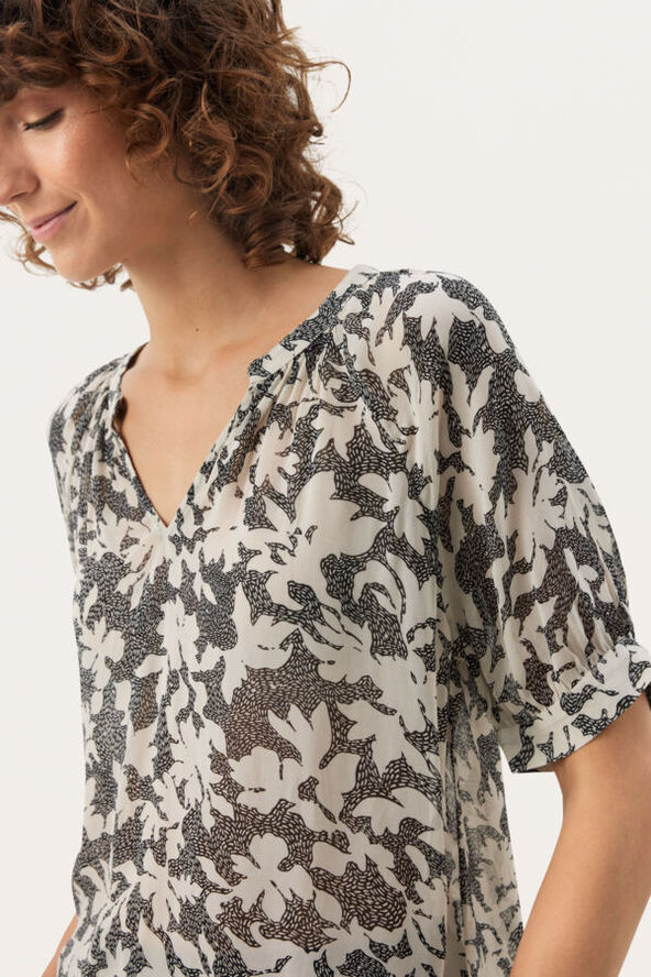 Part Two PopsyPW BL Black stitch leaf print
