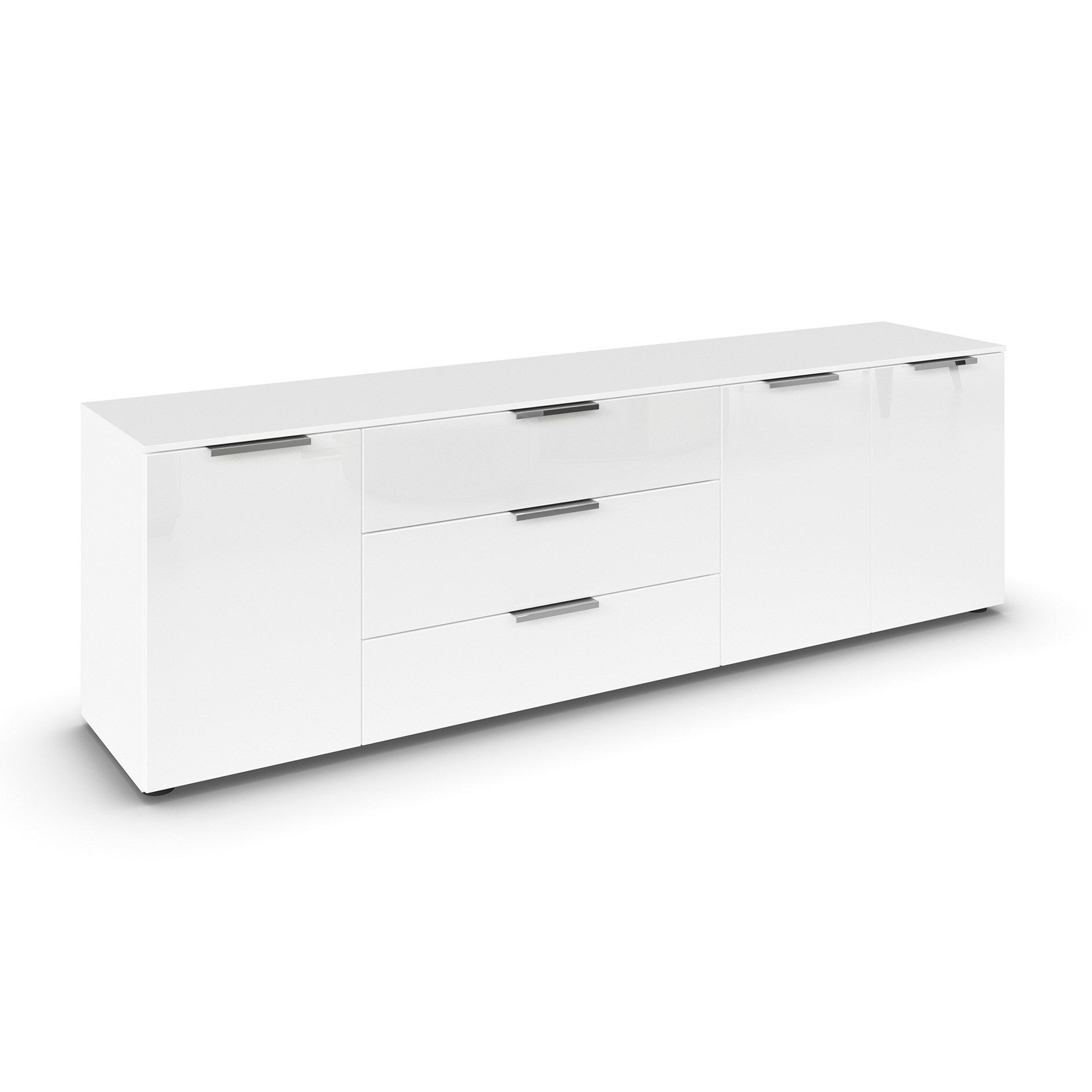 Lowboard - alpinweiß - Glasfront - 199 cm