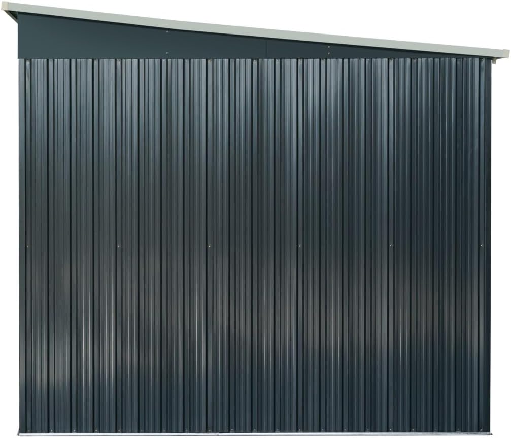 ALEOS. Gartenhaus Geräteschuppen mit Pultdach und großes Oberlichte - Fenster 5,6m² 239x236cm aus verzinktem Stahlblech anthrazit Metall mit Doppelschiebetür Türhöhe 173cm Schuppen Gartenhaus