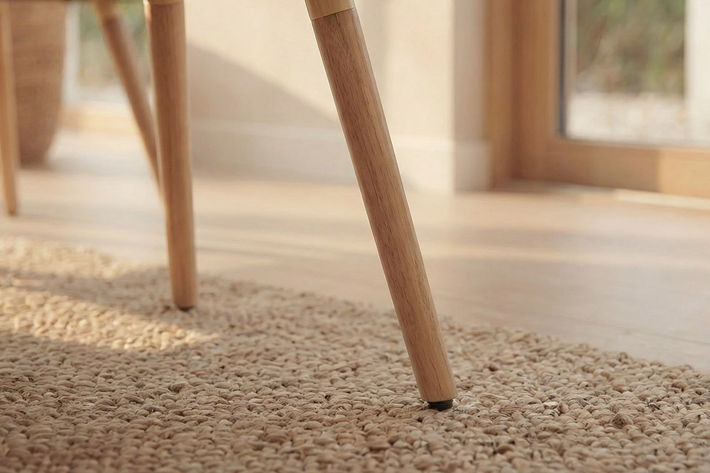 Nordischer Stuhl SCANDINAVIA MEISTERSTÜCK beige natur Strukturstoff Massivholzbeine