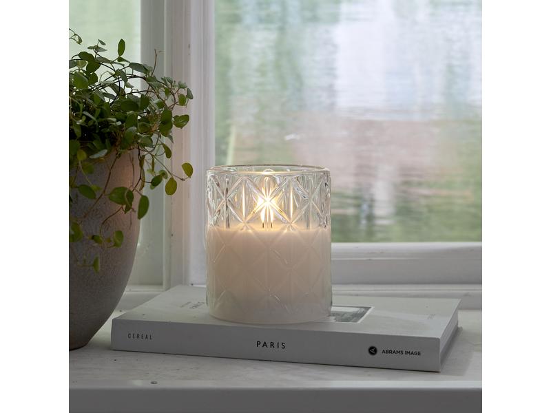 Star Trading LED-Kerze Flamme Romb, Ø 8.5 x 10 cm, Transpar Künstliche Kerze mit beweglicher Flamme
