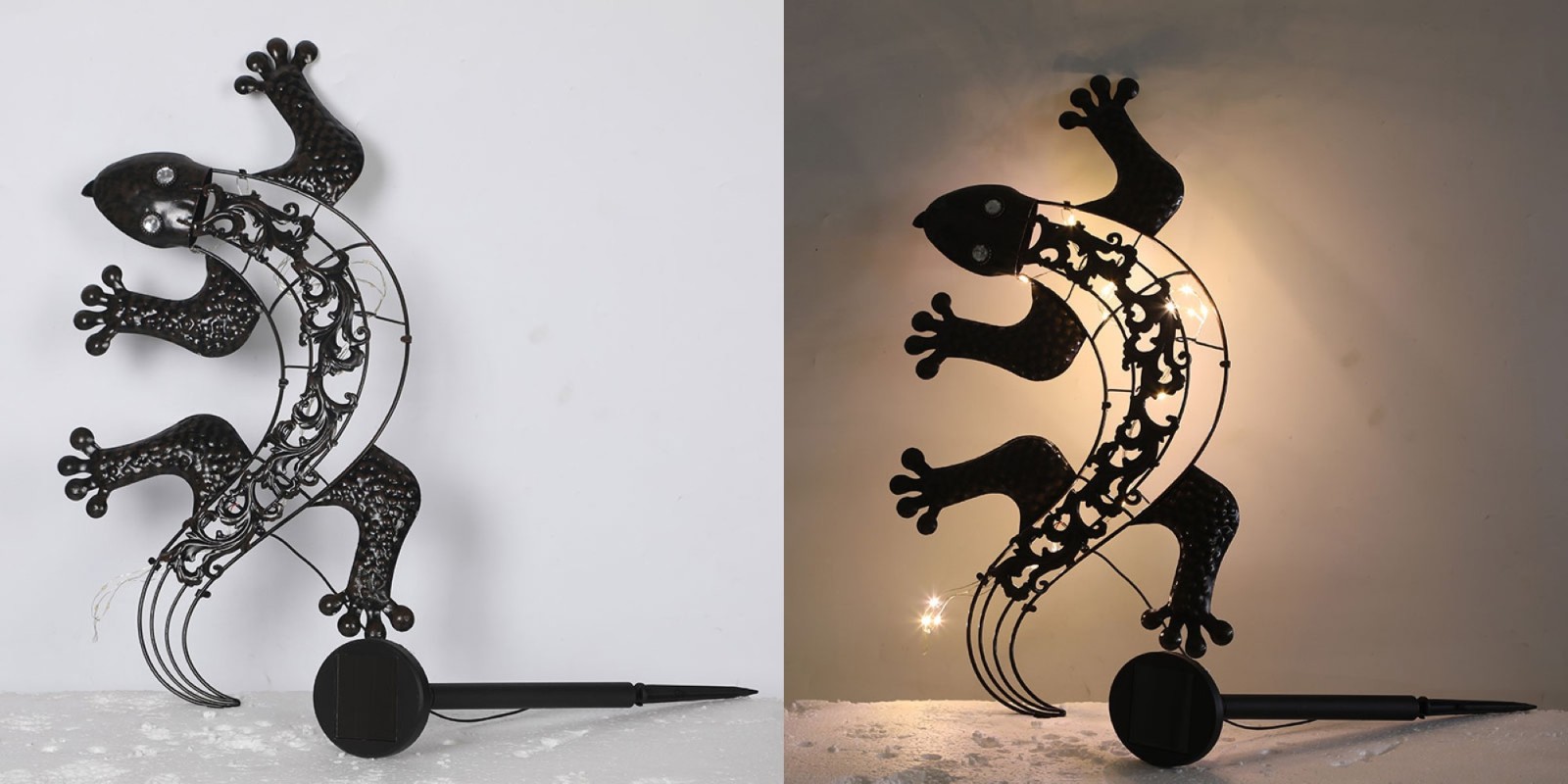 Solarleuchte Gecko - bronze antik - metall