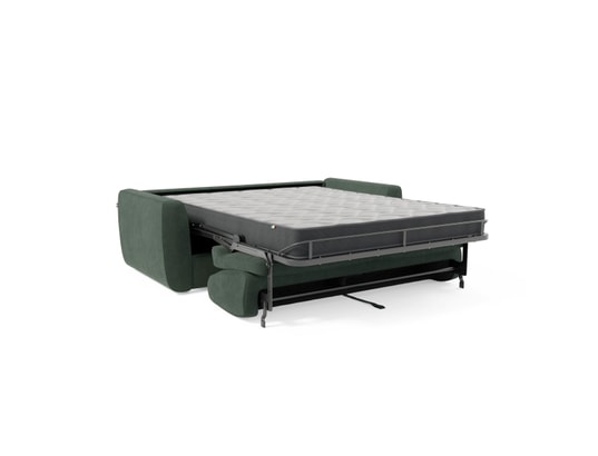 DIVANI.STORE - Canapé lit leonida matelas h18 cm vert 3 places