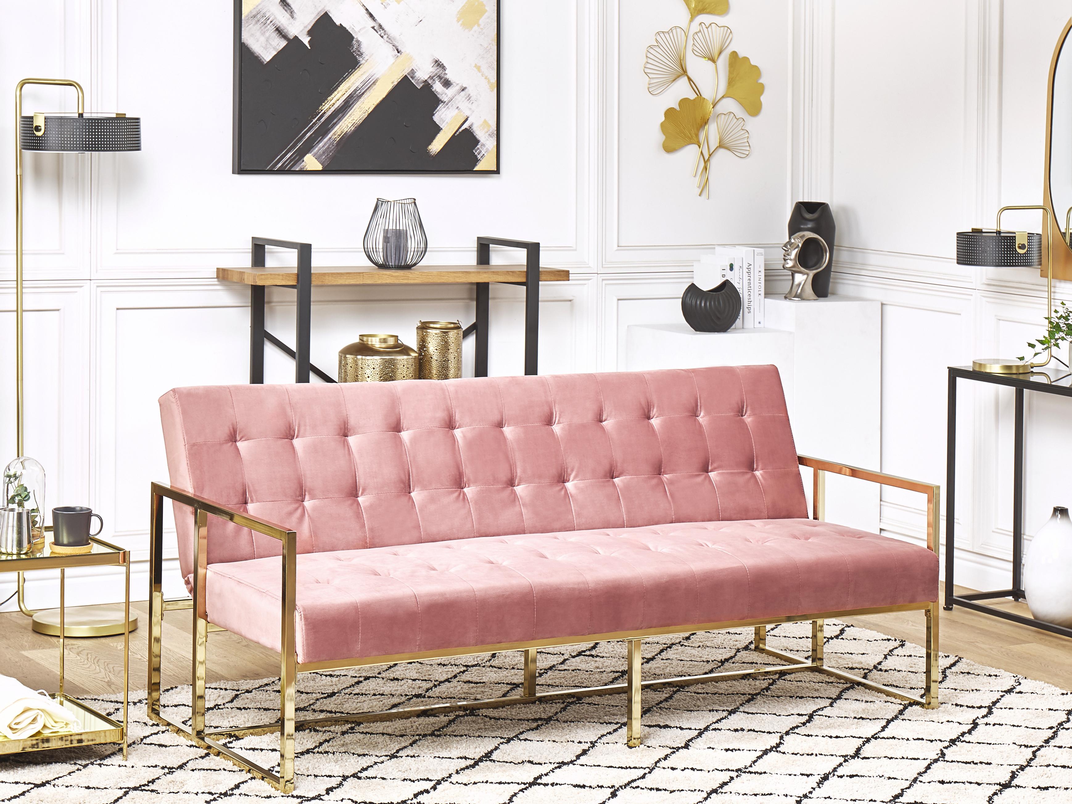 Slaapbank 3-zits MARSTAL Fluweel Roze