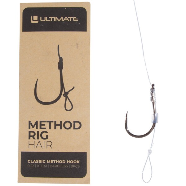 Ultimate Method Rig With Hair Barbless 10cm 0.22mm (8 Pièces)