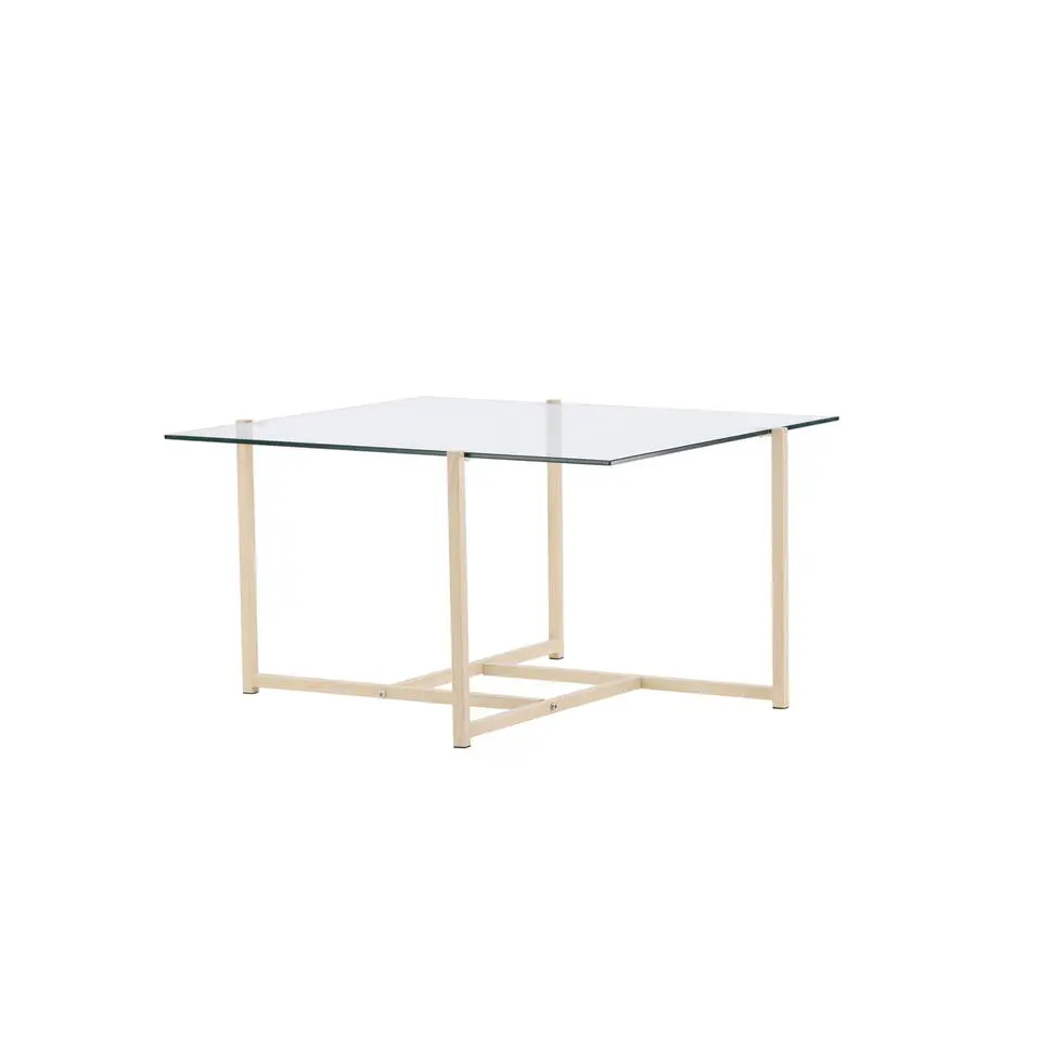 Salontafel Glas/Naturel Hout - 80x80x45cm - Hybrid