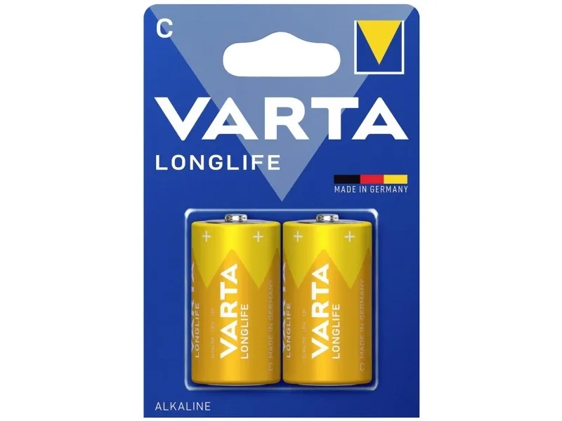 Varta LONGLIFE C Bli 2 C-batteri R14 alkalisk-mangan 7600 mAh 1,5 V 2 stk