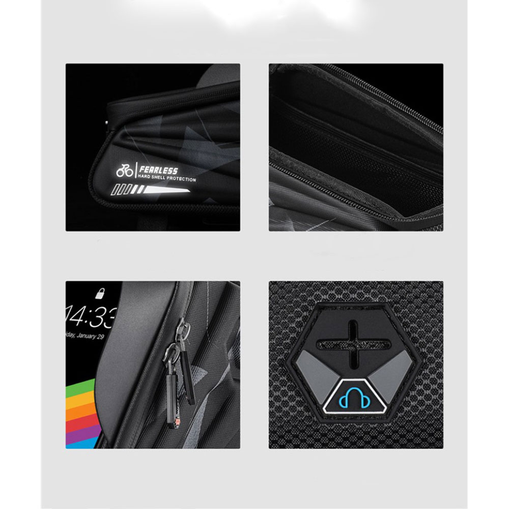 Spritzwasserfeste Gravel Bike Velo Smartphone Tasche für den Fahrrad Rahmen (bis 7