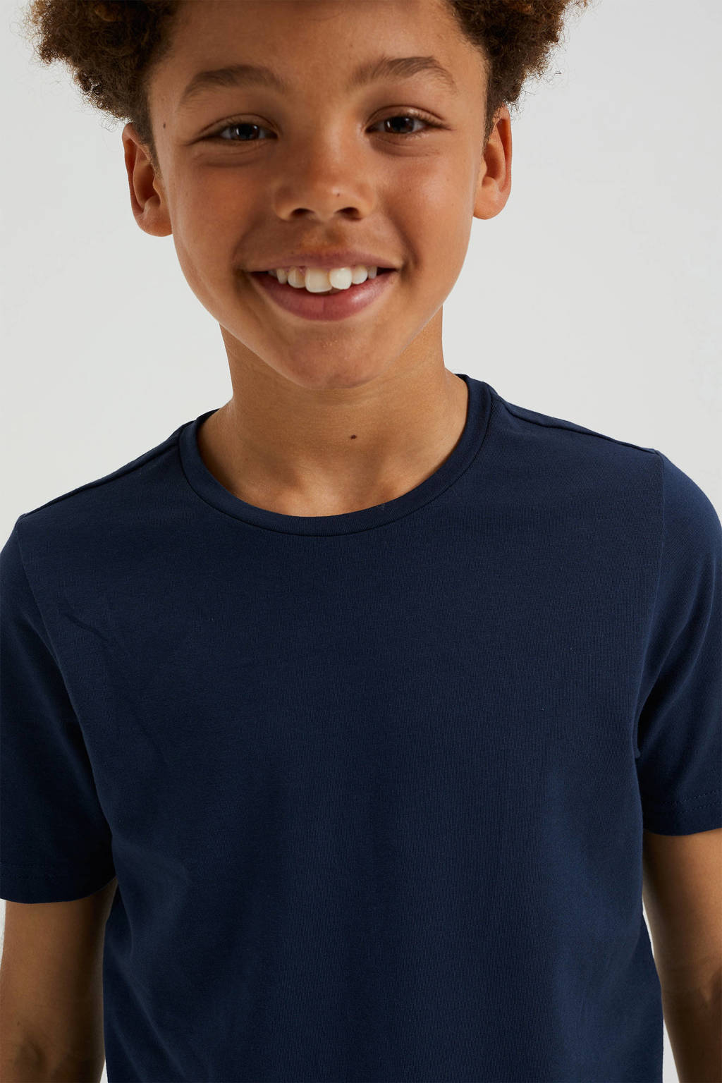 WE Fashion basic T-shirt donkerblauw