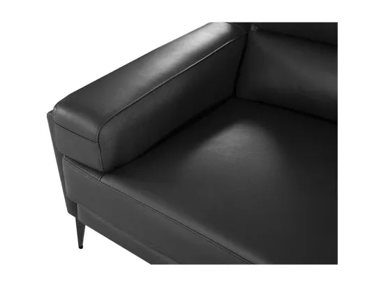 Canapé 2 places Cuir MAYRON Noir - Angle Droit