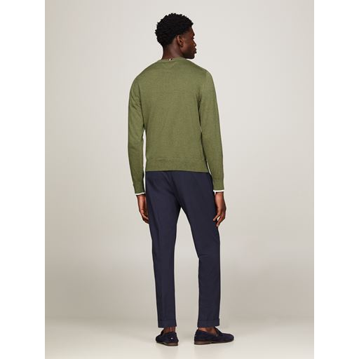 Tommy Hilfiger Mouline Striktrøje, Faded Olive Mouline, XXL