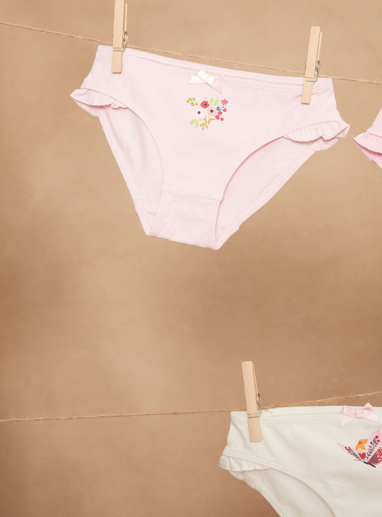 5 culottes roses à imprimé à rayures, à pois et à motif papillons