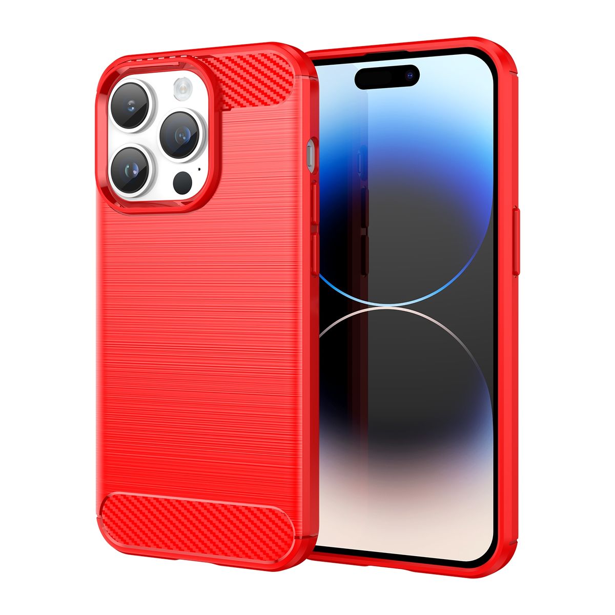 Hülle Handy Schutz für Apple iPhone 15 Pro Max Case Cover Tasche Etuis Carbon