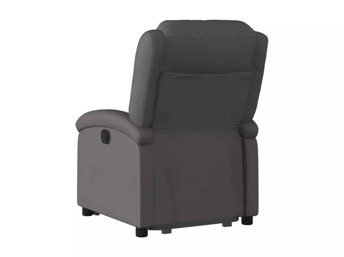 Fauteuil inclinable gris cuir véritable