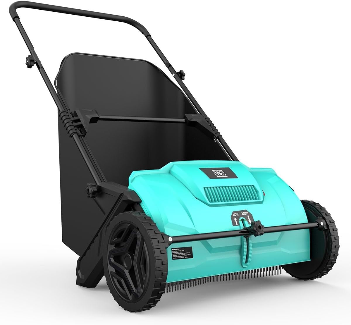 INTEC - Kehrmaschine für Rasen und Gras Mechanischer Laubsammler Großer Behälter 100L Garten Alleen