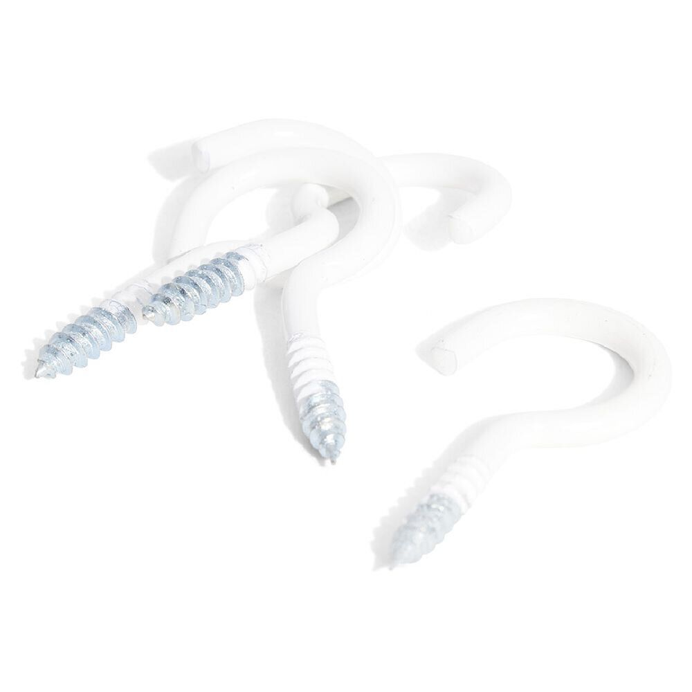 8 crochets ouverts en acier plastifié blanc - 4x30 mm