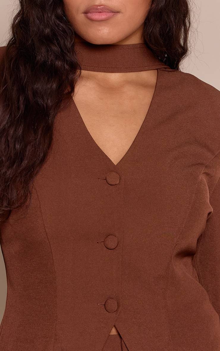 Chocolat Blazer Ajusté Cintré À Boutons Et Coupe Structurée Shape