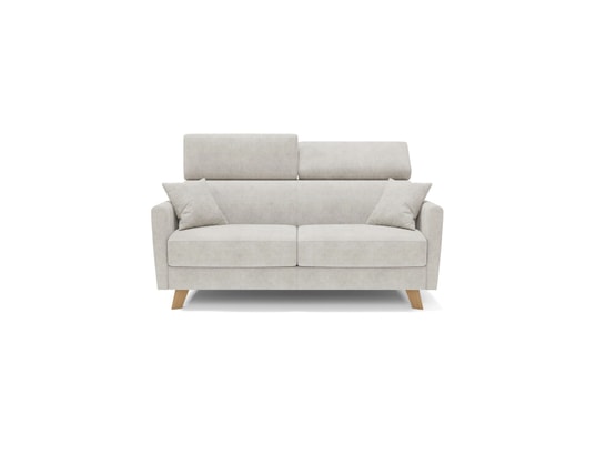 DIVANI.STORE - Canapé lit francy + têtières réglables blanc 3 places maxi