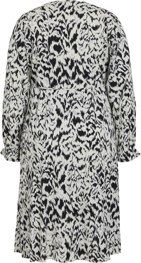 Evoked Vila VICELINA AKI V-NECK L/S WRAP DRESS/ Egret//aki/kentucky blue/black