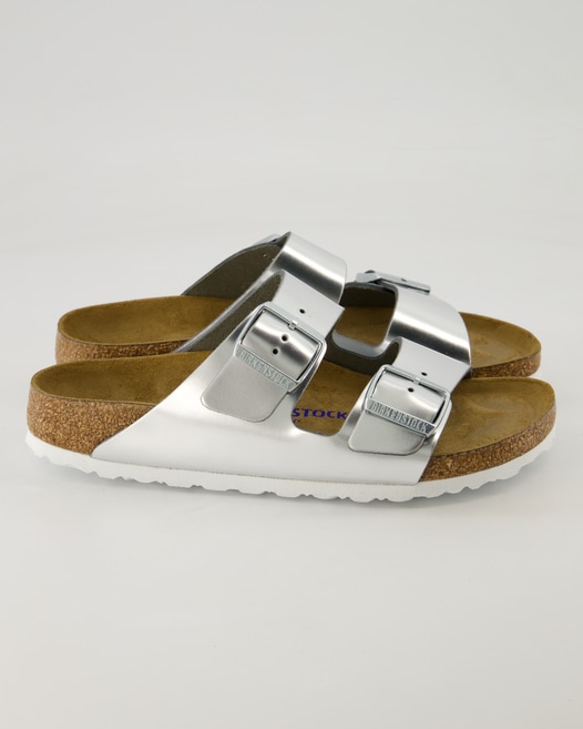 Birkenstock Arizona Weichbettung Pantoletten in Silber