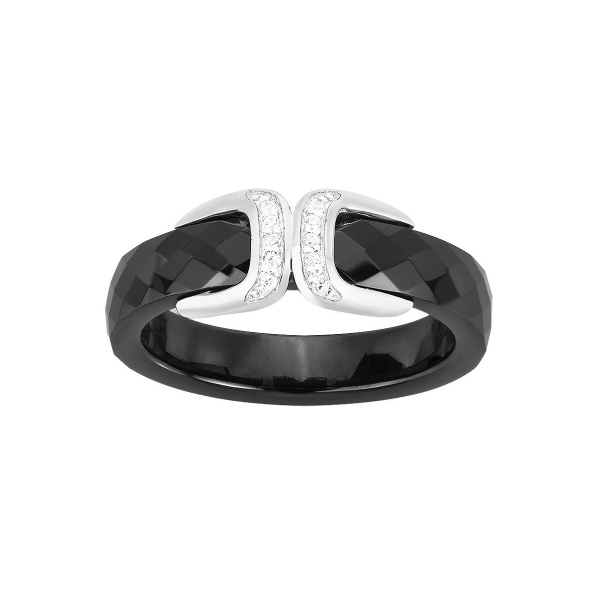 Bague en Argent 925 millièmes et céramique - blanc brillant