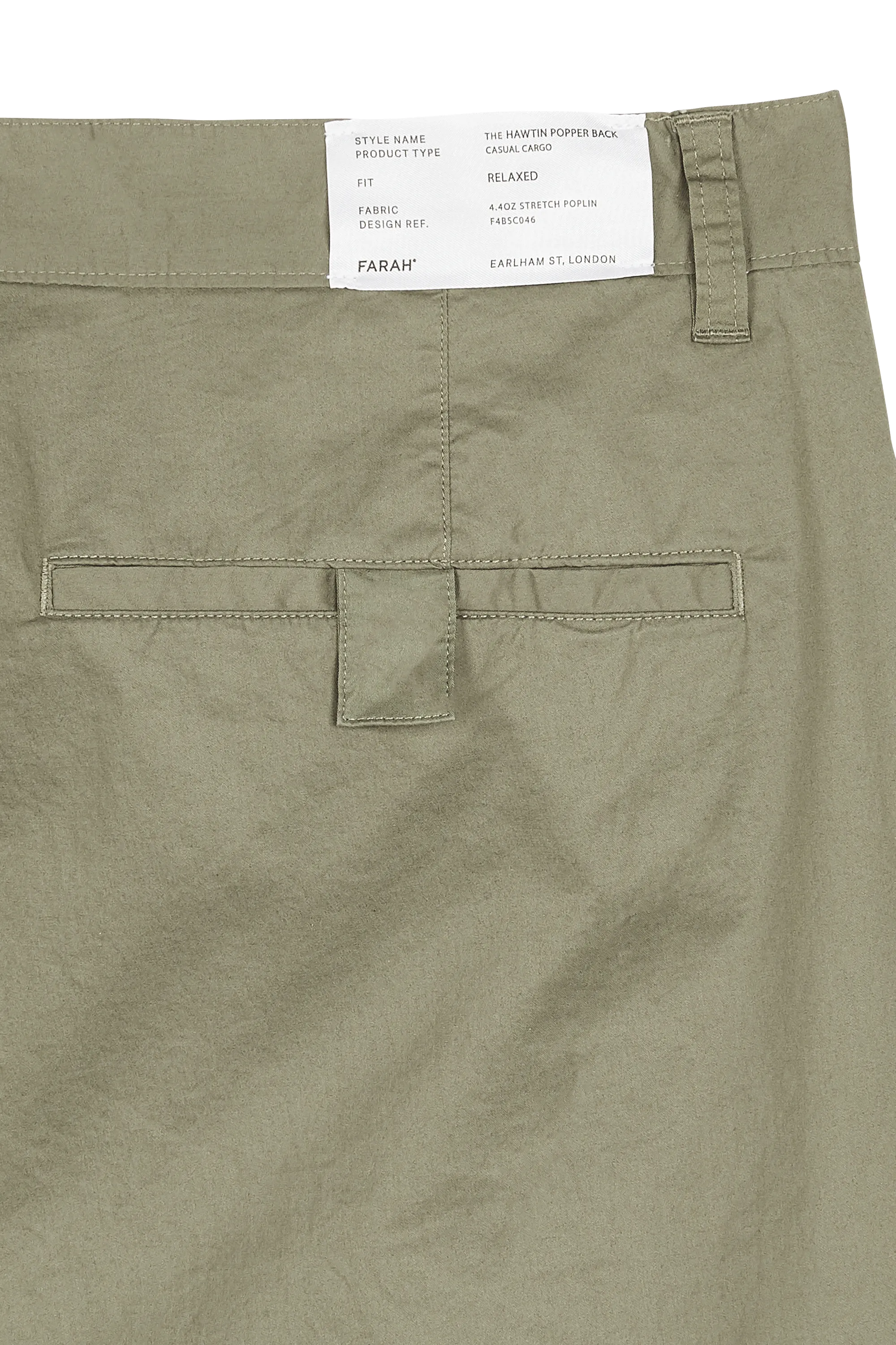 FARAH Pantalon droit en coton biologique HAWTIN STR PAPER Kaki