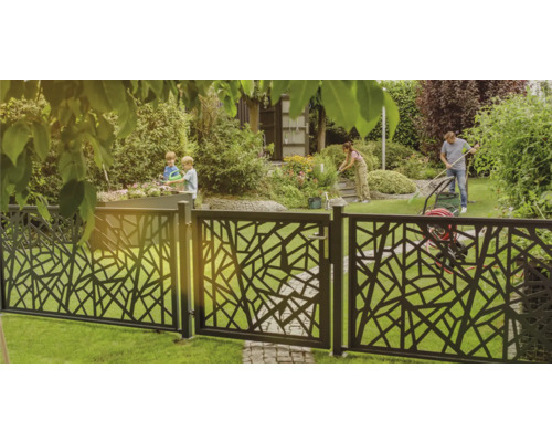 Enkele poort Amsterdam 120 x 100 cm incl. poortpaal 6,3 x 6,3 cm voor betonnering, antraciet