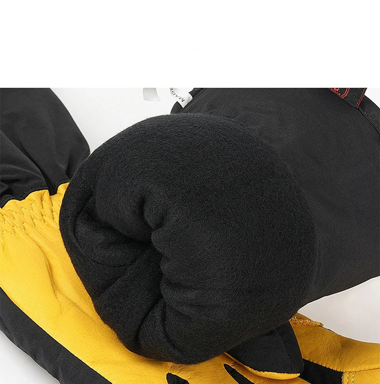 (1 Paar) Gr. XXL Echtleder Ski Handschuhe Gefütterte Winter Handschuhe - Schwarz