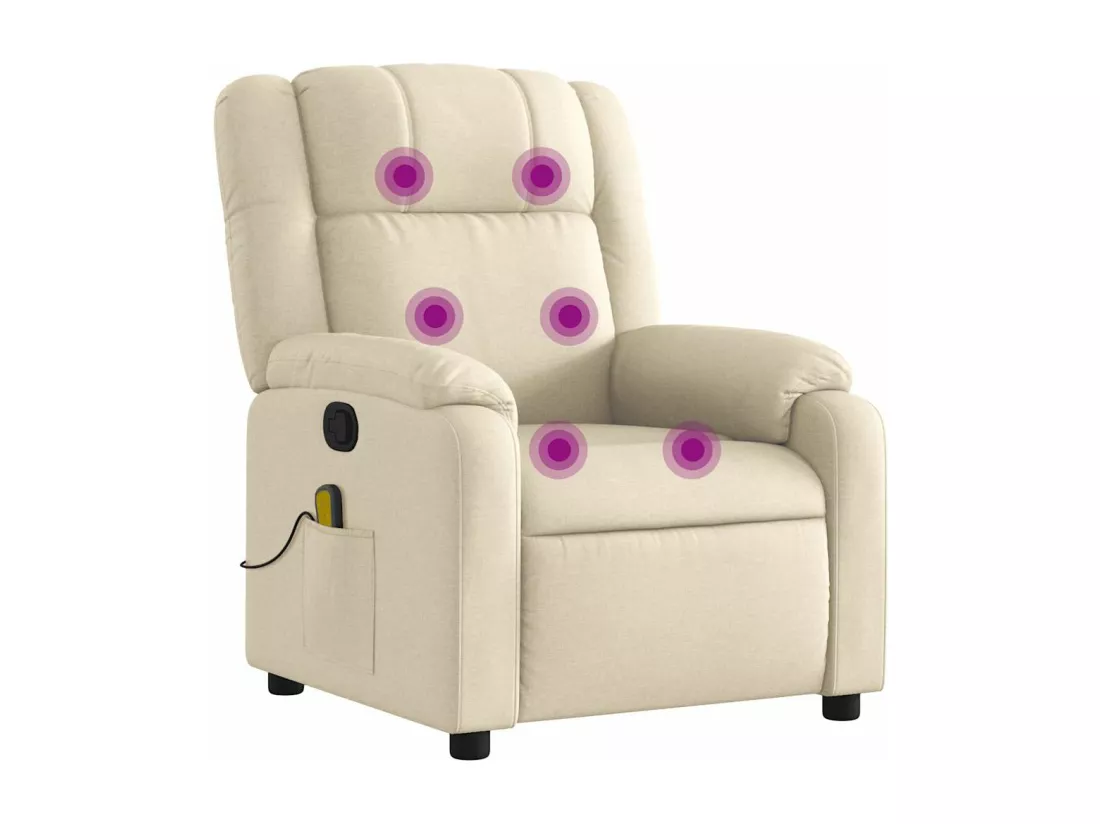 Fauteuil massant inclinable Crème Tissu