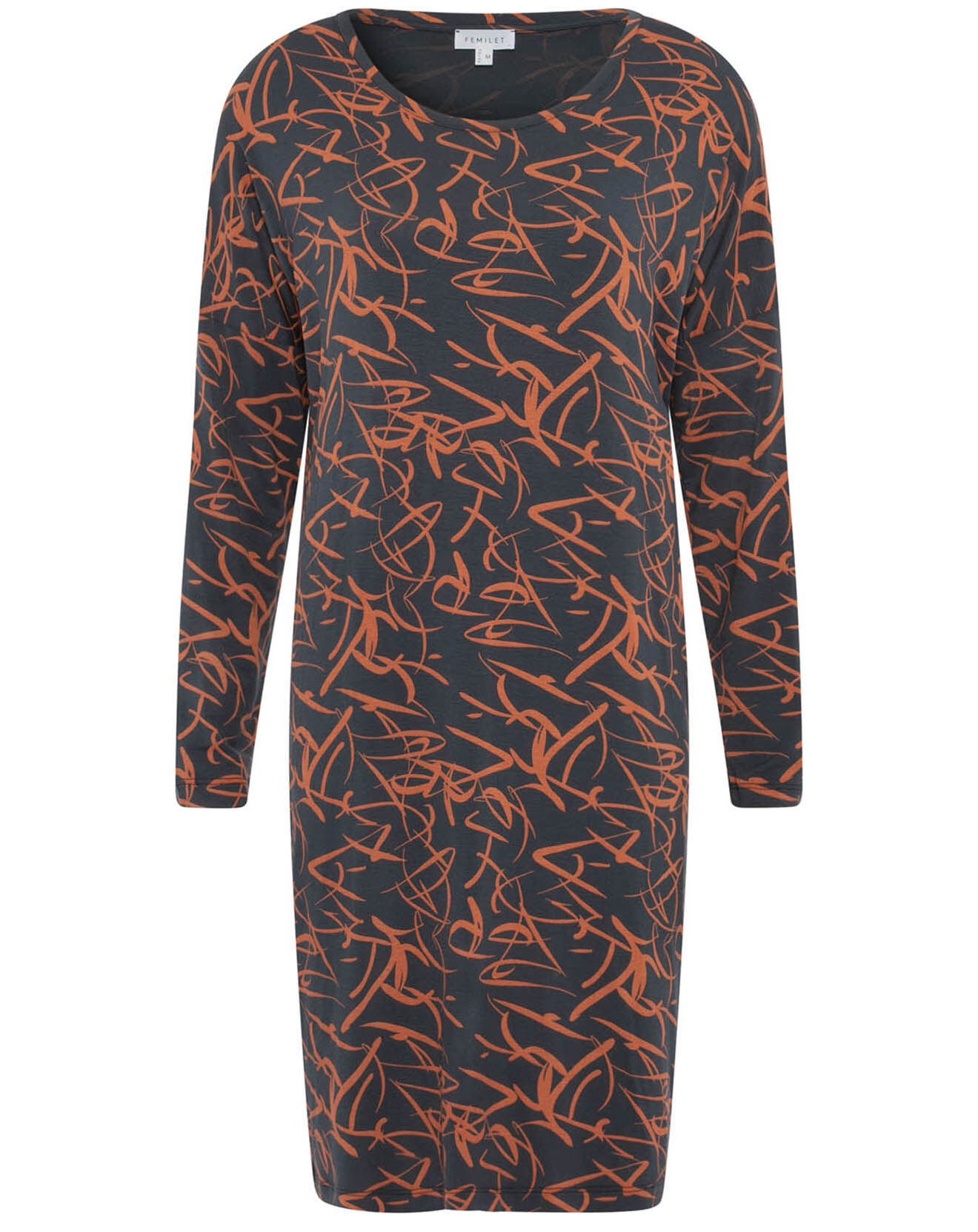 Femilet Chemise de nuit Volcano imprimée noir/orange