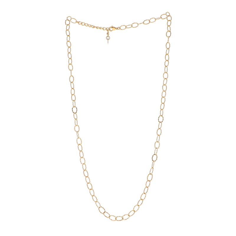 Collier en acier maille martelé dorée, chaînette réglable