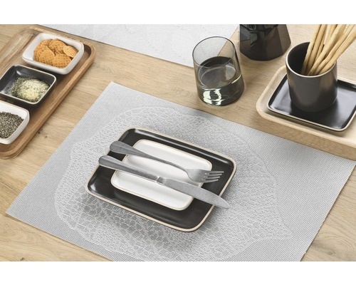 Geweven Feather zilveren placemat 30 x 45 cm
