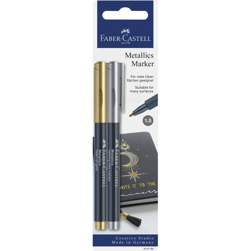 Faber-Castell Faserschreiber Metallics, 2 Stück, gold/silber
