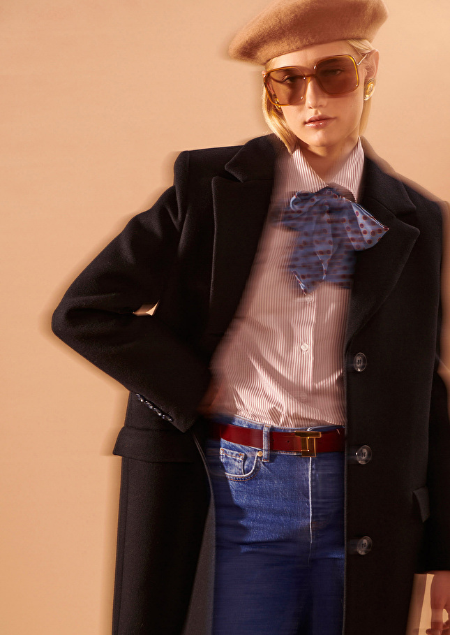 Manteau Mattiebleu nuit en drap caban