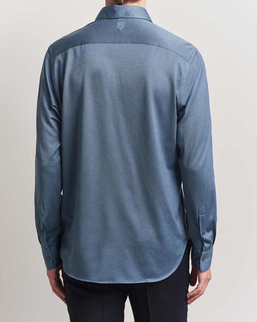 Canali Jersey Piquet Shirt Blue
