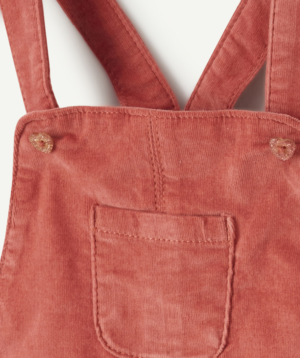 ROBE SALOPETTE EN VELOURS FRAMBOISE BÉBÉ FILLE