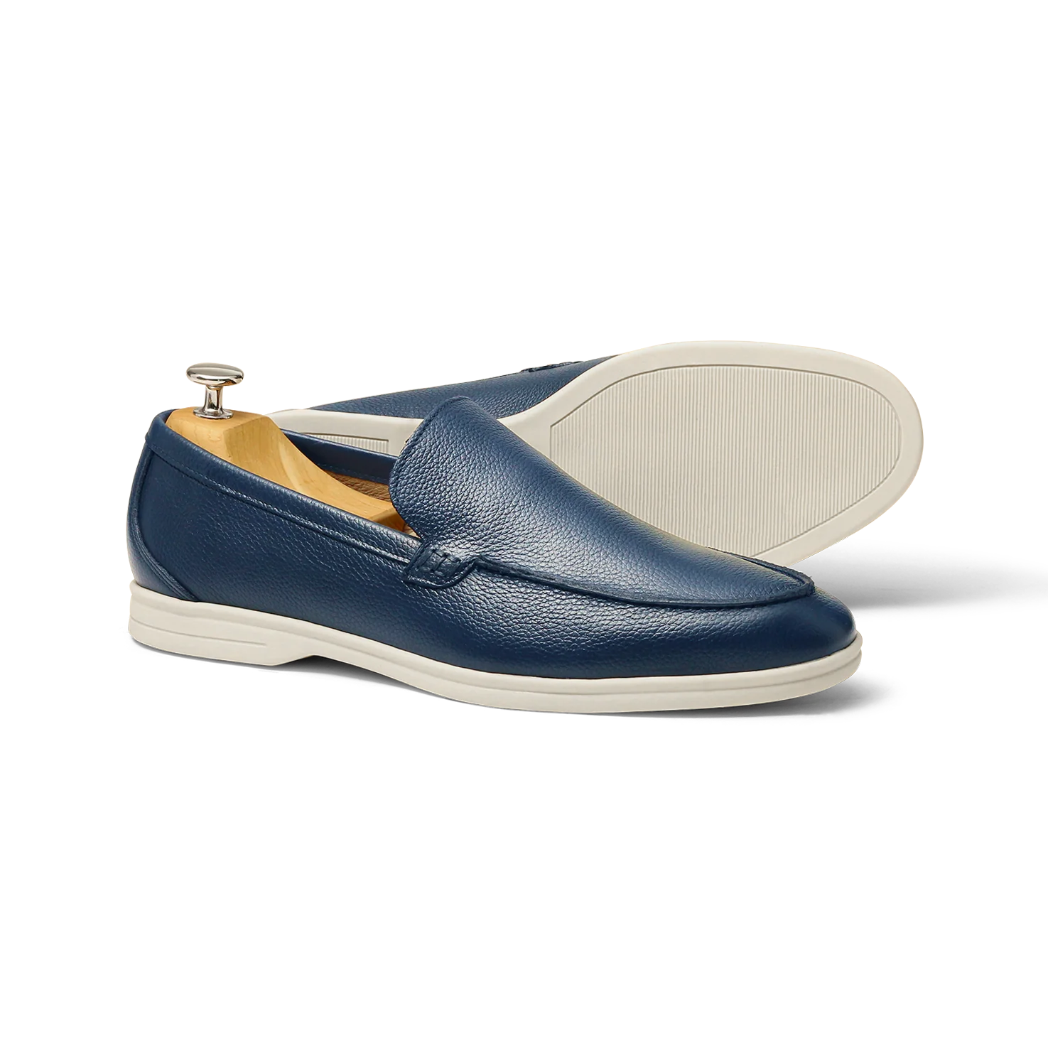 Momy-Mocassin en cuir grainé marine