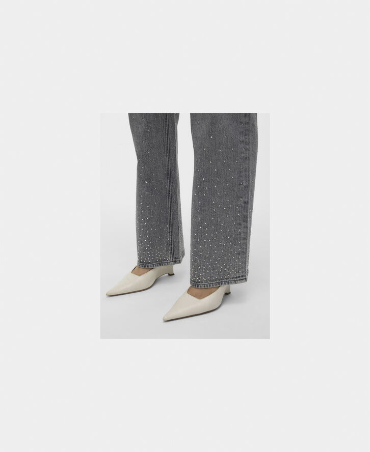 Vero Moda VMTESSA HR WIDE STUDS DNM JEANS RA2 Light grey denim/studs