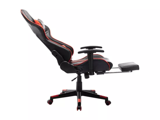 Chaise de jeu avec repose-pied Noir et rouge Cuir artificiel
