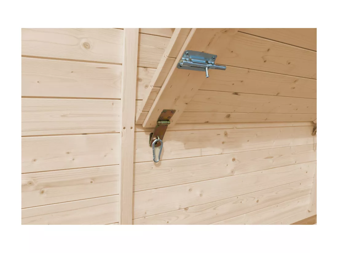 TIMBELA M150 Maison de jardin en bois, Étal de marché en bois H232x336x263 cm/6m2