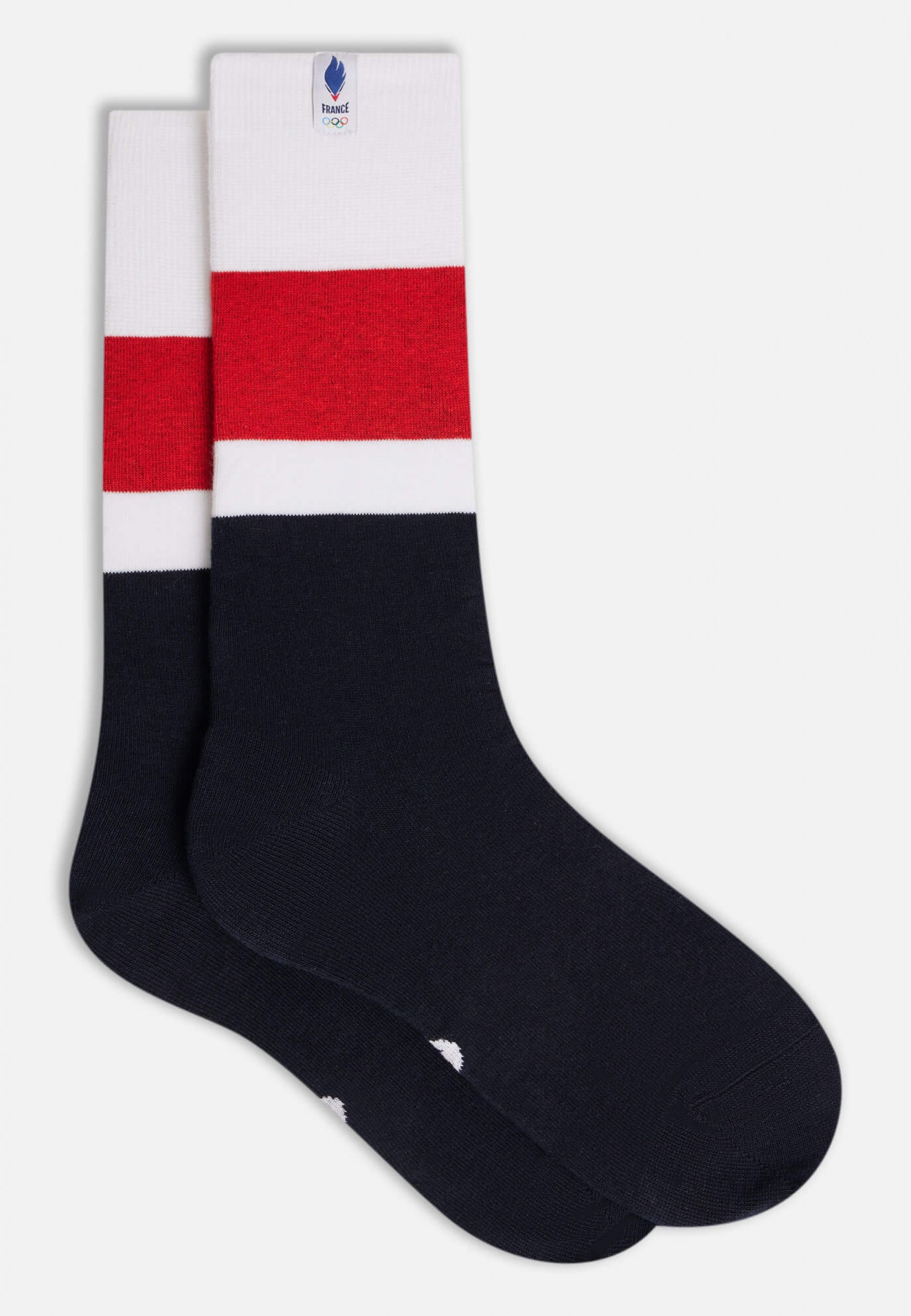 Trio de chaussettes mi-hautes en coton-Pack Trio Chaussettes Lucas Equipe de France Blanc Coq