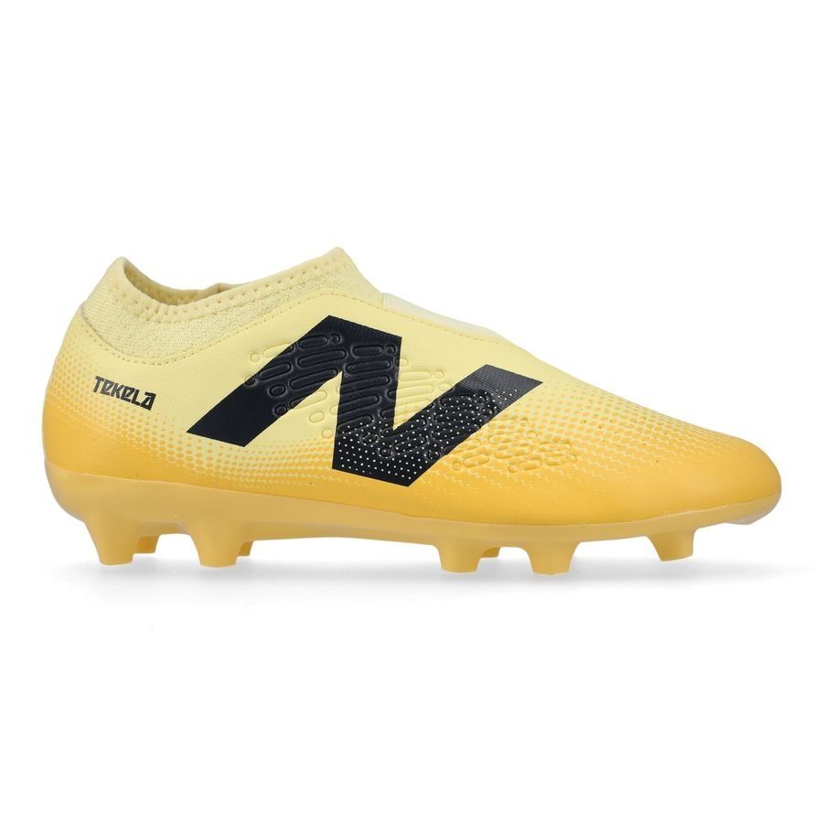 New Balance Tekela V4 Magique FG Energy Rush - Parchment/Noir/Orange Enfant