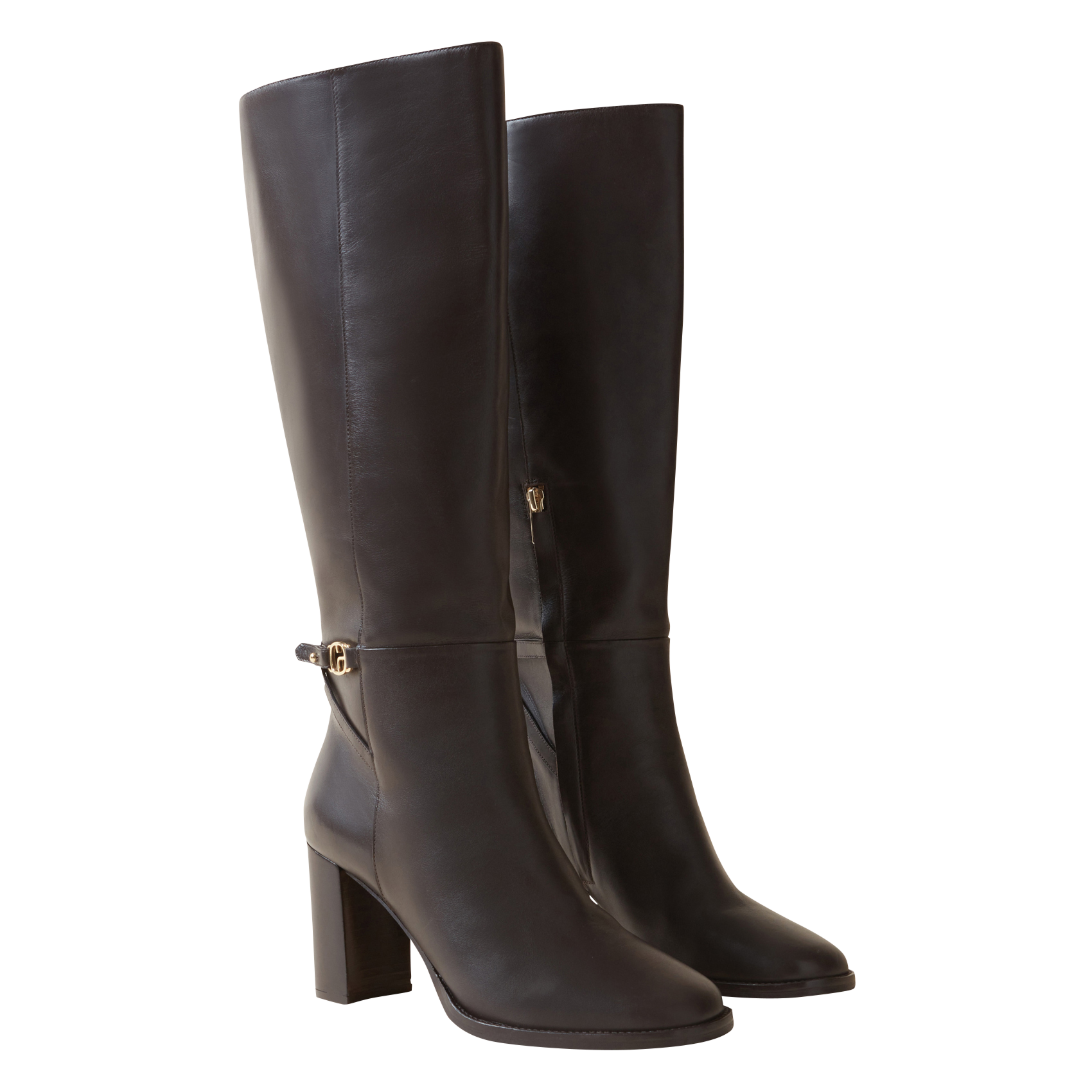Bottes en cuir lisse vernis | Marron