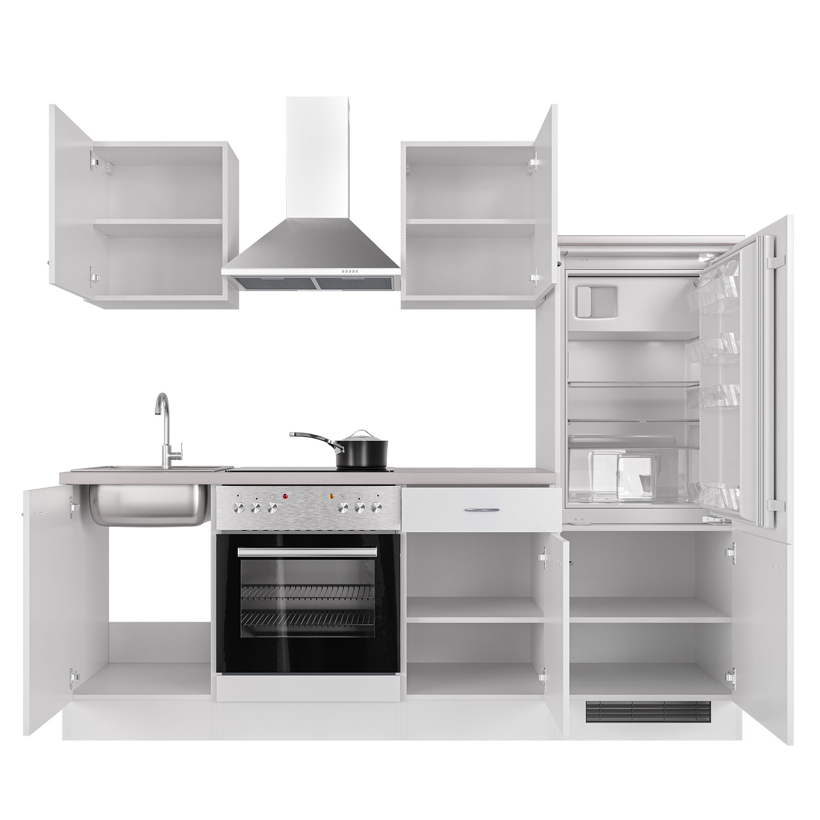 Küchenblock WITO - weiß - mit E-Geräten - 220 cm