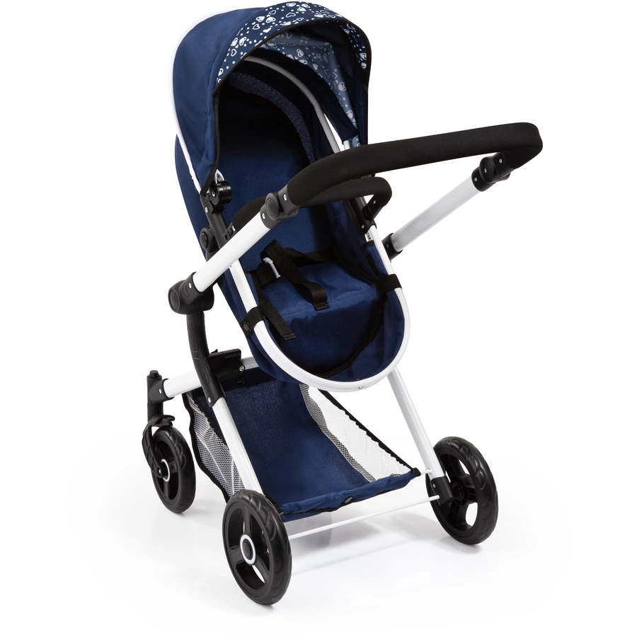 bayer Design Kombi-Puppenwagen Neo Vario blau mit Herzen