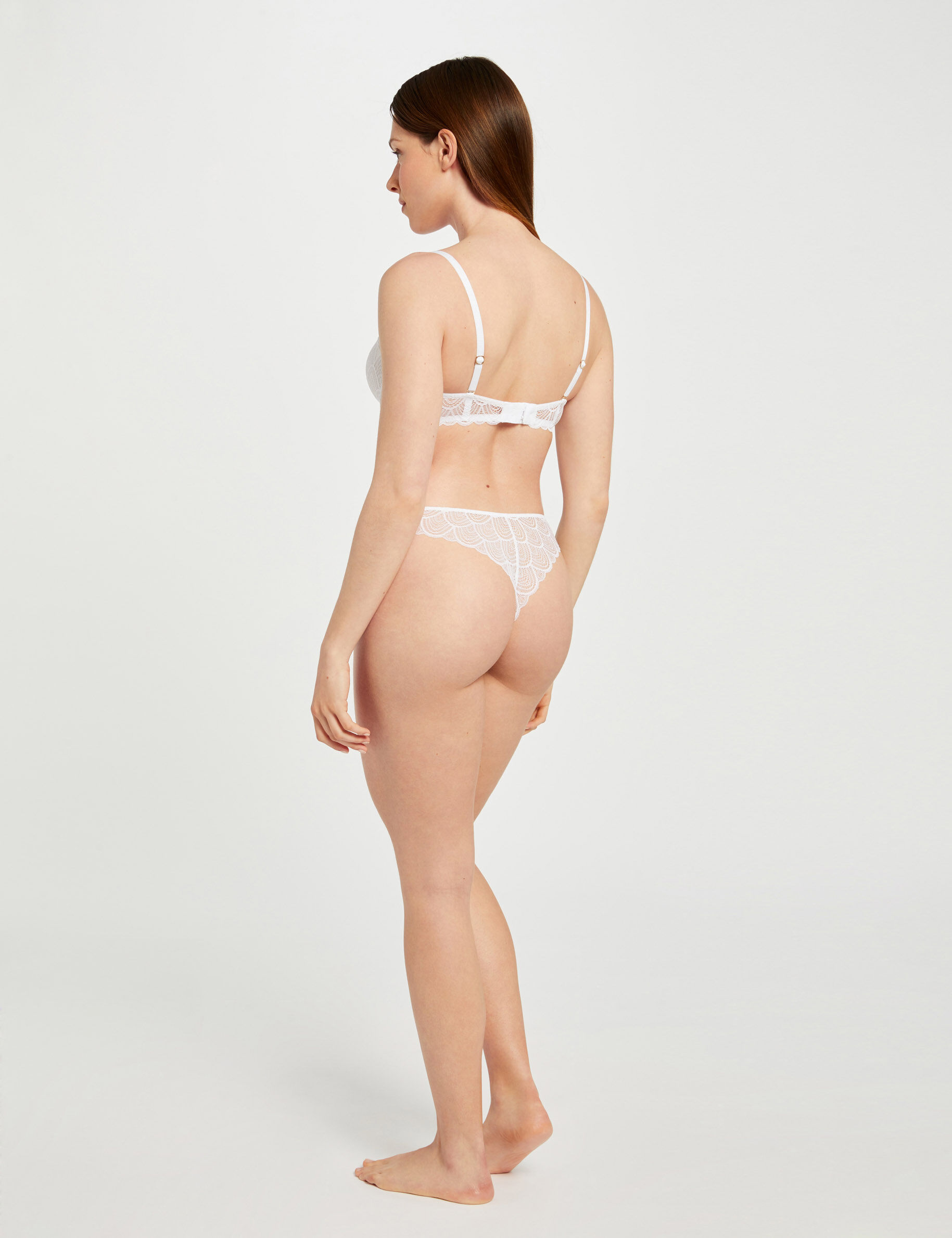 Tanga en dentelle blanc femme - blanc