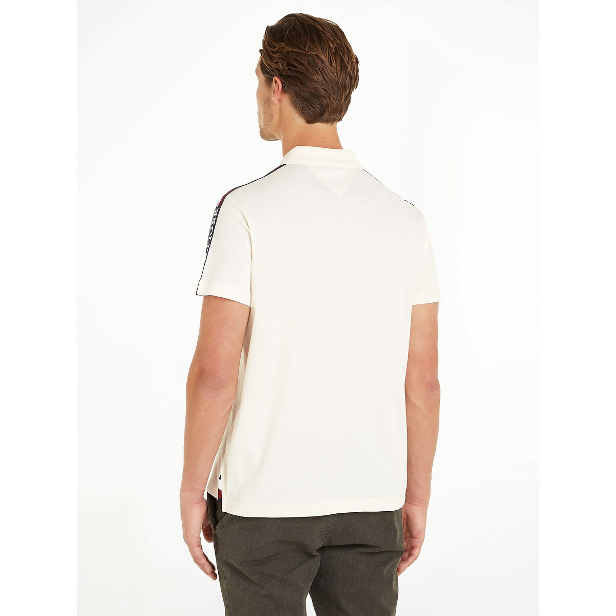 TOMMY HILFIGER<br>Polo reta com logotipo bordado e forro em malha